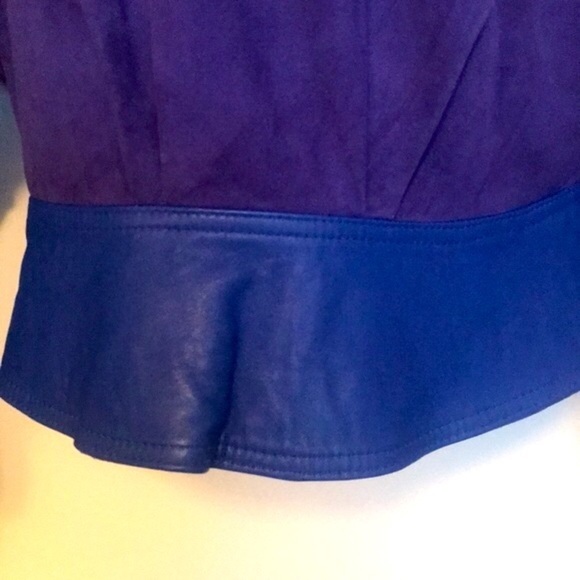 1980's VINTAGE PURPLE SUEDE & LEATHER  BLAZER WITH SHOULDER PADS SIZE 6 - Picture 5 of 10
